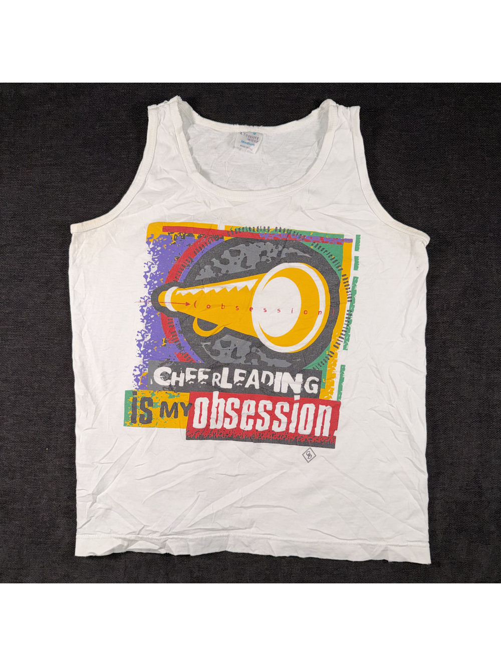 Premier Wear Medium White Cotton Tank Top Cheerleading Is My Obsession Graphic